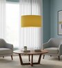 16-Inch Dark Yellow Fabric Drum Pendant Light, Modern Hanging Ceiling Lamp