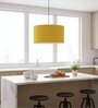 16-Inch Dark Yellow Fabric Drum Pendant Light, Modern Hanging Ceiling Lamp