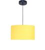 16-Inch Dark Yellow Fabric Drum Pendant Light, Modern Hanging Ceiling Lamp
