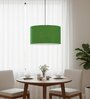 16-Inch Green Texture Fabric Drum Pendant Light, Modern Hanging Ceiling Lamp