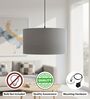 16-Inch Grey Fabric Drum Pendant Light