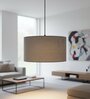 16-Inch Grey Fabric Drum Pendant Light, Modern Hanging Ceiling Lamp