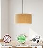 16-Inch Natural Jute Fabric Drum Pendant Light, Modern Hanging Ceiling Lamp