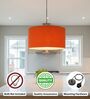 16-Inch Orange Fabric Drum Pendant Light, Modern Hanging Ceiling Lamp