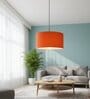 16-Inch Orange Fabric Drum Pendant Light