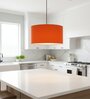 16-Inch Orange Fabric Drum Pendant Light, Modern Hanging Ceiling Lamp