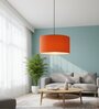 16-Inch Orange Fabric Drum Pendant Light, Modern Hanging Ceiling Lamp
