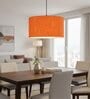 16-Inch Orange Texture Fabric Drum Pendant Light, Modern Hanging Ceiling Lamp