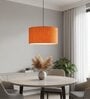 16-Inch Orange Texture Fabric Drum Pendant Light, Modern Hanging Ceiling Lamp