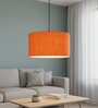 16-Inch Orange Texture Fabric Drum Pendant Light
