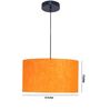 16-Inch Orange Texture Fabric Drum Pendant Light, Modern Hanging Ceiling Lamp