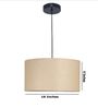 16-Inch Premium Jute Fabric Drum Pendant Light, Modern Hanging Ceiling Lamp