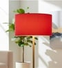 16-Inch Red Fabric Drum Lampshade