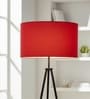 16-Inch Red Fabric Drum Lampshade