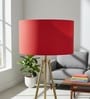 16-Inch Red Fabric Drum Lampshade
