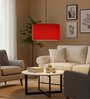16-Inch Red Fabric Drum Pendant Light, Modern Hanging Ceiling Lamp