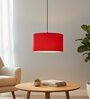 16-Inch Red Fabric Drum Pendant Light