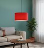 16-Inch Red Fabric Drum Pendant Light, Modern Hanging Ceiling Lamp