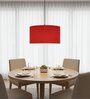 16-Inch Red Fabric Drum Pendant Light, Modern Hanging Ceiling Lamp