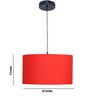 16-Inch Red Fabric Drum Pendant Light, Modern Hanging Ceiling Lamp