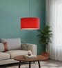 16-Inch Red Fabric Drum Pendant Light