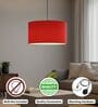 16-Inch Red Fabric Drum Pendant Light
