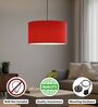 16-Inch Red Fabric Drum Pendant Light, Modern Hanging Ceiling Lamp
