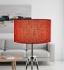 16-Inch Red Jute Fabric Drum Lampshade