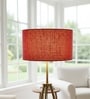 16-Inch Red Jute Fabric Drum Lampshade
