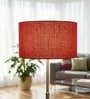 16-Inch Red Jute Fabric Drum Lampshade