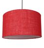 16-Inch Red Jute Fabric Drum Pendant Light, Modern Hanging Ceiling Lamp