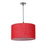 16-Inch Red Jute Fabric Drum Pendant Light