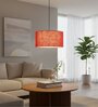 16-Inch Red Jute Fabric Drum Pendant Light