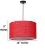 16-Inch Red Jute Fabric Drum Pendant Light, Modern Hanging Ceiling Lamp