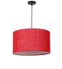 16-Inch Red Jute Fabric Drum Pendant Light, Modern Hanging Ceiling Lamp