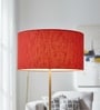 16-Inch Red Texture Fabric Drum Lampshade