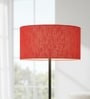 16-Inch Red Texture Fabric Drum Lampshade
