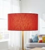 16-Inch Red Texture Fabric Drum Lampshade