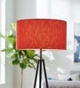 16-Inch Red Texture Fabric Drum Lampshade