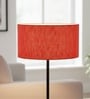 16-Inch Red Texture Fabric Drum Lampshade