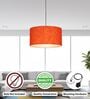 16-Inch Red Texture Fabric Drum Pendant Light