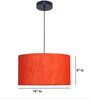 16-Inch Red Texture Fabric Drum Pendant Light, Modern Hanging Ceiling Lamp