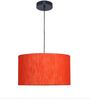 16-Inch Red Texture Fabric Drum Pendant Light, Modern Hanging Ceiling Lamp