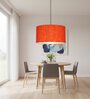 16-Inch Red Texture Fabric Drum Pendant Light