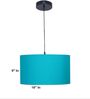 16-Inch Teal Fabric Drum Pendant Light, Modern Hanging Ceiling Lamp