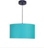 16-Inch Teal Fabric Drum Pendant Light, Modern Hanging Ceiling Lamp