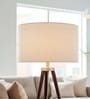 16-Inch White Fabric Drum Lampshade