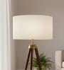 16-Inch White Fabric Drum Lampshade