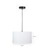 16-Inch White Fabric Drum Pendant Light, Modern Hanging Ceiling Lamp