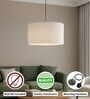 16-Inch White Fabric Drum Pendant Light, Modern Hanging Ceiling Lamp